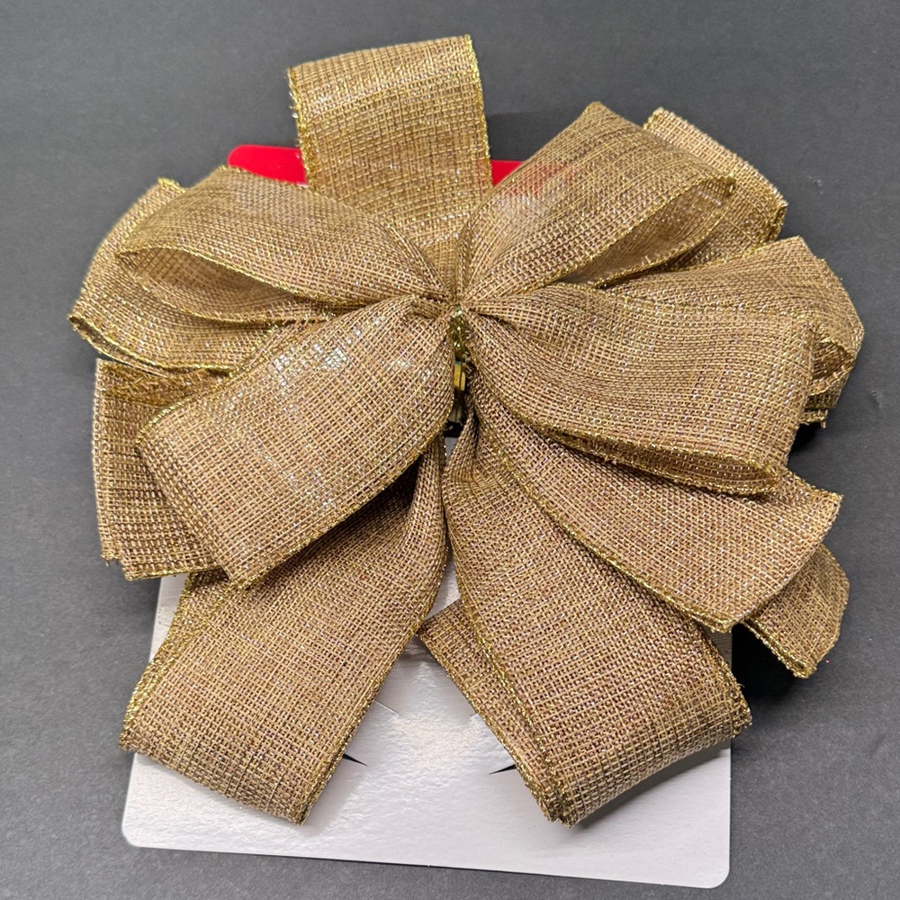 Gold Christmas Tree Topper Bow NWT